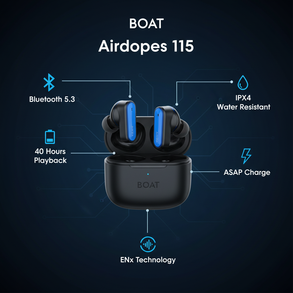 BoAt Airdopes 115 - Exceptional Wireless Audio Experience